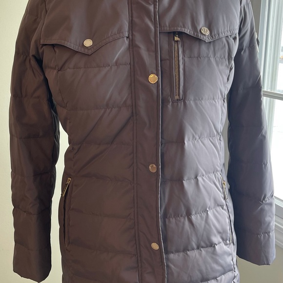 NWOT Michael Kors fur trim hooded puffer jacket - Picture 2 of 6